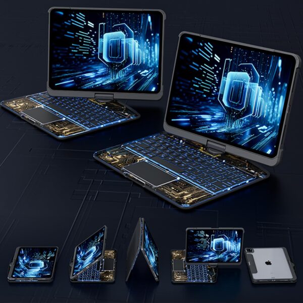 360 Swivel Keyboard Clear Case For IPad Smart Trackpad Bluetooth-compatible Keyboard Case Cover With Pen Slot - Image 5
