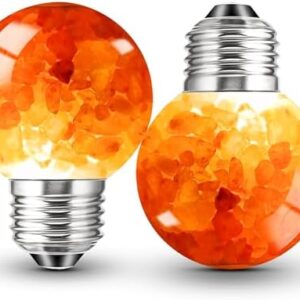 Elmoyle Himalayan Salt Lamp LED Light Bulbs, E26 2200K Warm Amber Pink, 3W Mood Lighting Night Light, E26 G45 Salt Rock Stress Relief Bulbs for Bedroom, Decor, Sleep Light, Non-Dimmable, 2pack : Tools & Home Improvement
