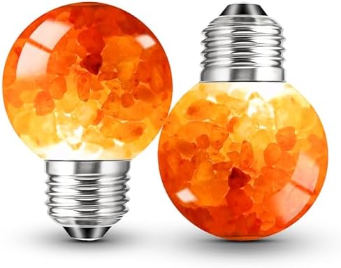 Elmoyle Himalayan Salt Lamp LED Light Bulbs, E26 2200K Warm Amber Pink, 3W Mood Lighting Night Light, E26 G45 Salt Rock Stress Relief Bulbs for Bedroom, Decor, Sleep Light, Non-Dimmable, 2pack : Tools & Home Improvement