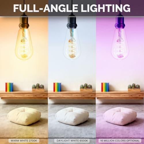 MOES Matter WiFi ST64 Edison Smart Bulbs, Color Changing Light Bulb, 16 Million RGB Colors & Tunable White, Works with Apple Home, Alexa, Google Home, E26 Dimmable 5W (40W Equivalent), 2-Pack : Tools & Home Improvement - Image 11