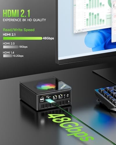 GMKtec Gaming PC, K11 AMD Ryzen 9 8945HS(8C/16T, Up to 5.2GHz), 32GB DDR5 RAM 1TB Mini PC Desktop Computer, Oculink, Dual NIC 2.5GbE LAN, HDMI/DisplayPort/USB4*2 Electronics - Style : K12 H 255 - Size : 32GB DDR5 5600MHz + 512GB SSD - Image 14