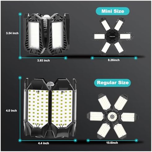 LUCORUSC Led Garage Lights Bulb 10 Pack 120W Super Bright Ceiling Led Shop Lights 6 Deformable Panels Screw in E26/E27 6500K 12000 LM Deformable Garage Light Ideal for Basement Attic and Workshop - - Image 10