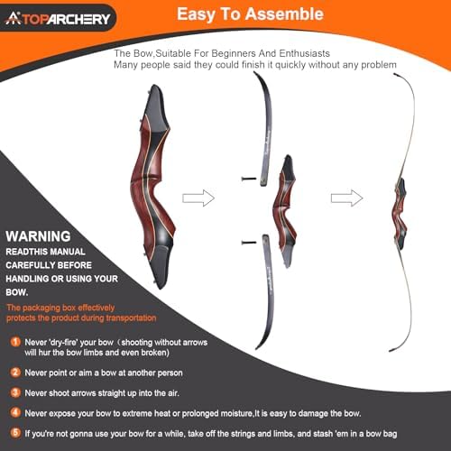 TOPARCHERY 60" Recurve Bow Set, Improved Takedown Recurve Bow and Arrow Set for Adults and Beginners Enthusiasts - Practice Bow Kit Left/Right Hand-40LB Right Hand : Sports & Outdoors - Image 15