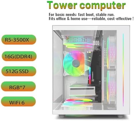 suevery Prebuilt Gaming Desktop Computer | 16G Memory | 512G SSD | AMD Ryzen5 6Cores 3.6G Up to 4.1G | RX 560 4G Graphics Card | Wi-Fi 6 | Gamer PC White Electronics - Size : 32G-1TB-RTX5060 8G - Style : R7-8700F - Image 2