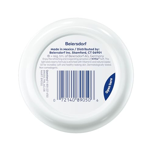 NIVEA Soft Refreshingly Soft Moisturizing Cream for Face, Body and Hands, Lightweight, Non-Greasy, 48-Hour Body Moisturizer with Jojoba Oil and Vitamin E, 6.8 Oz Jar, Pack of 3 Beauty & Personal Care - Size : 6.8 Ounce (Pack of 3) - Image 42
