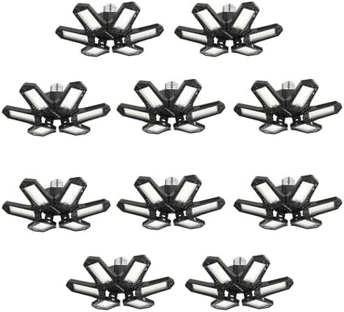 LUCORUSC Led Garage Lights Bulb 10 Pack 120W Super Bright Ceiling Led Shop Lights 6 Deformable Panels Screw in E26/E27 6500K 12000 LM Deformable Garage Light Ideal for Basement Attic and Workshop - - Image 9