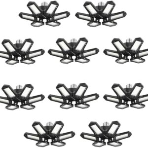 LUCORUSC Led Garage Lights Bulb 10 Pack 120W Super Bright Ceiling Led Shop Lights 6 Deformable Panels Screw in E26/E27 6500K 12000 LM Deformable Garage Light Ideal for Basement Attic and Workshop -