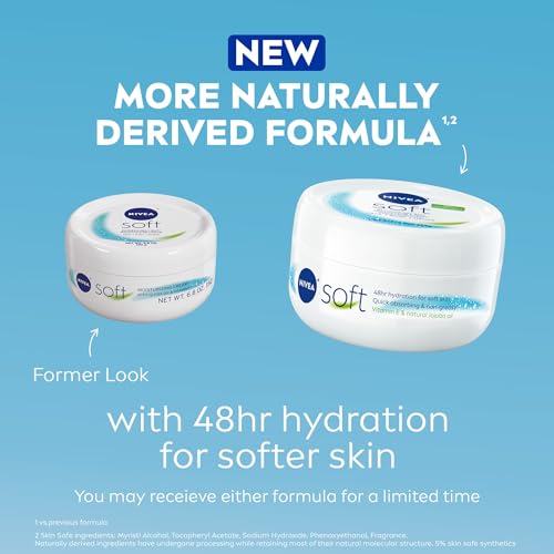 NIVEA Soft Refreshingly Soft Moisturizing Cream for Face, Body and Hands, Lightweight, Non-Greasy, 48-Hour Body Moisturizer with Jojoba Oil and Vitamin E, 6.8 Oz Jar, Pack of 3 Beauty & Personal Care - Size : 16 Fl Oz (Pack of 1) - Image 30