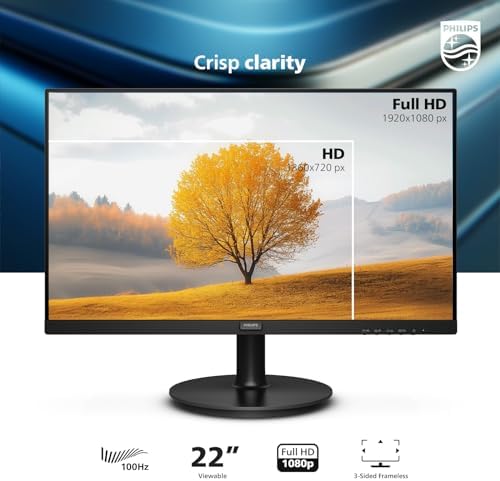 Philips 221V8LB 22 inch Class Thin Full HD (1920 x 1080) Monitor, 100Hz Refresh Rate, VESA, HDMI x1, VGA x1, LowBlue Mode, Adaptive Sync, 4 Year Advance Replacement Warranty : Electronics - Image 8