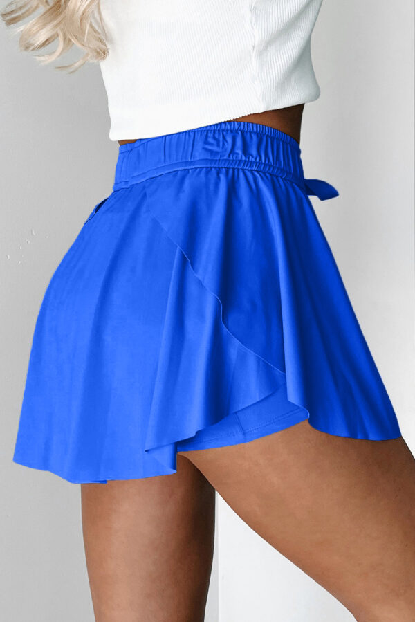 Bonbon Drawstring Elastic Waistband Lined Tennis Skorts - Image 9