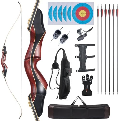 TOPARCHERY 60" Recurve Bow Set, Improved Takedown Recurve Bow and Arrow Set for Adults and Beginners Enthusiasts - Practice Bow Kit Left/Right Hand-40LB Right Hand : Sports & Outdoors