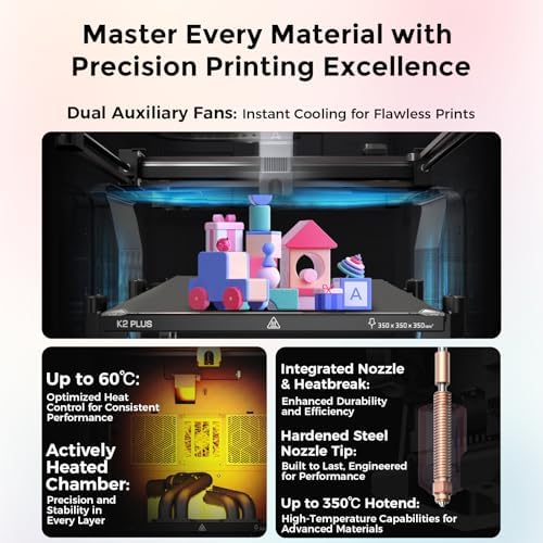 Creality K2 Plus Combo 3D Printer, Multicolor Printing with 16 Colors, 600mm/s High-Speed Printing, Dual AI Cameras for Monitoring, Full-Auto Leveling, Large Build Volume 350×350×350mm : Industrial & Scientific - Image 12
