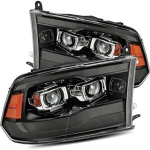 Nilight Headlight Assembly 2009 2010 2011 2012 2013 2014 2015 2016 2017 2018 Ram 1500 2500 3500 Pickup Quad Headlamp Assembly Replacement Black Housing Amber Corner Clear Lens,(Only for Quad Models) : Automotive