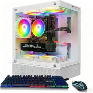 STGAubron Gaming PC Desktop Computer, Intel 10th Gen G5905 3.5G, Radeon RX 580 16G, 16GB DDR4, 1TB SSD, WiFi 6, BT 5.0, RGB Fan x5, Windows 11 Home, White  Electronics - Style : I7 8th/RTX 2060S
