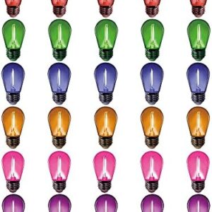 MORGENLITE 30 Pack LED Color Bulb S14 1W, LED String Light Replacement Bulb for Home Decor Christmas,Holiday,Party,Wedding -
