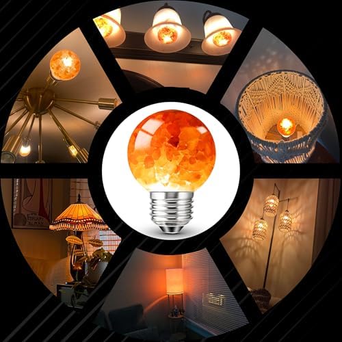 Elmoyle Himalayan Salt Lamp LED Light Bulbs, E26 2200K Warm Amber Pink, 3W Mood Lighting Night Light, E26 G45 Salt Rock Stress Relief Bulbs for Bedroom, Decor, Sleep Light, Non-Dimmable, 2pack : Tools & Home Improvement - Image 10