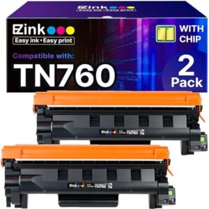E-Z Ink TN760 Toner for Brother Printer Compatible for Brother TN-760 TN730 TN-730 Toner Cartridges to Use with MFC-L2710DW MFC-L2750DW HL-L2350DW HL-L2370DW HL-L2395DW L2390DW DCP-L2550DW (2 Black) : Office Products