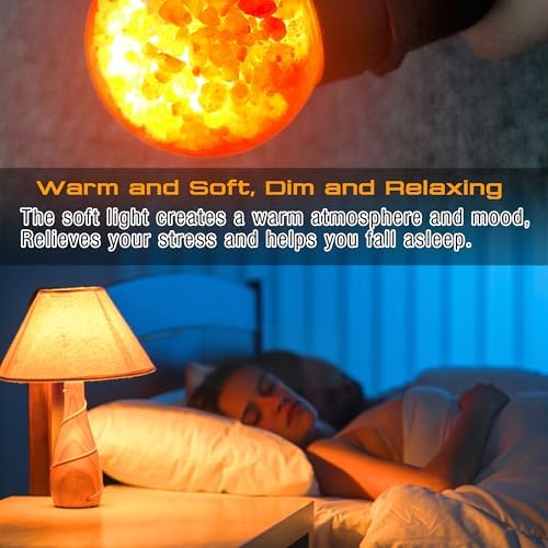 Elmoyle Himalayan Salt Lamp LED Light Bulbs, E26 2200K Warm Amber Pink, 3W Mood Lighting Night Light, E26 G45 Salt Rock Stress Relief Bulbs for Bedroom, Decor, Sleep Light, Non-Dimmable, 2pack : Tools & Home Improvement - Image 11