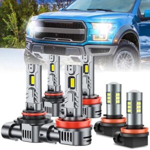 SEALIGHT H8/H9/H11 9005/HB3 Light Bulb Combo and H11/H8 Fog Light Bulbs, 100,000LM Ultra-Bright 6500K 9005 H11 Bulbs with Cooling Fan, 360° Illumination True Plug N Play, Non-polarity, Pack of 6 : Automotive