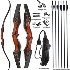 TOPARCHERY Archery 60" Takedown Hunting Recurve Bow and Arrow Set for Adults Practice Competition Longbow Kit 30-50lbs with 6pcs Arrows Right Hand Black : Sports & Outdoors