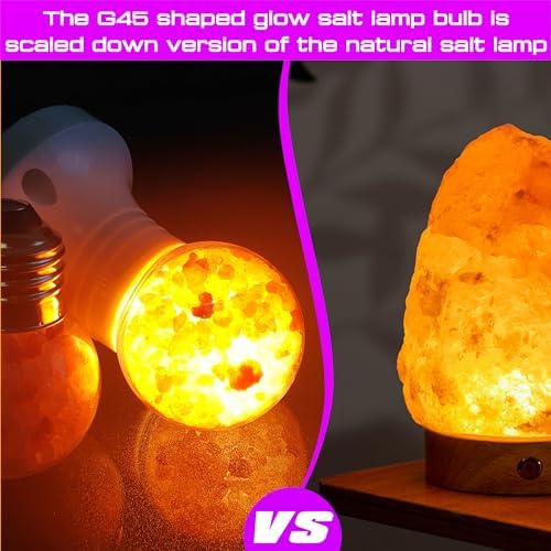 Elmoyle Himalayan Salt Lamp LED Light Bulbs, E26 2200K Warm Amber Pink, 3W Mood Lighting Night Light, E26 G45 Salt Rock Stress Relief Bulbs for Bedroom, Decor, Sleep Light, Non-Dimmable, 2pack : Tools & Home Improvement - Image 7