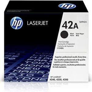 HP Original 42A Black Toner Cartridge | Works Laserjet 4240, 4250, 4350 Series | Q5942A : Office Products
