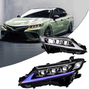 UQZ Headlights Assembly Compatible with Toyota 8th Gen 2018/2019/2020/2021/2022/2023 Camry Accessories for LE/SE/XLE/XSE/TRD/Nightshade AWD Hybrid,Triple Beam Headlights(Plug & Play : Automotive