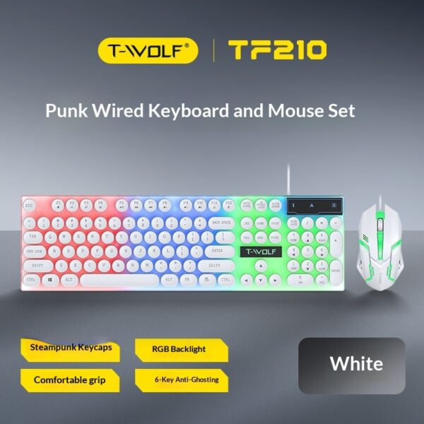 Retro Wired Glowing Mechanical-feel Keyboard And Mouse Gaming Set - Image 3