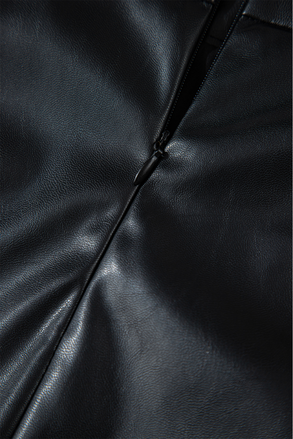 Black PU Leather Side Slits Slim Fit High Waist Mini Skirt - Image 8