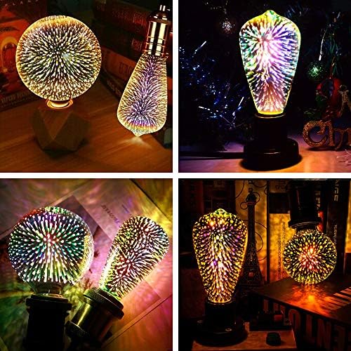 2 Pack Infinity 3D Fireworks Effect ST19 LED Light Bulb - 3W 120V Fairy Multicolor Disco Party Light, Stain Glass Colorful Bulb - - Image 6
