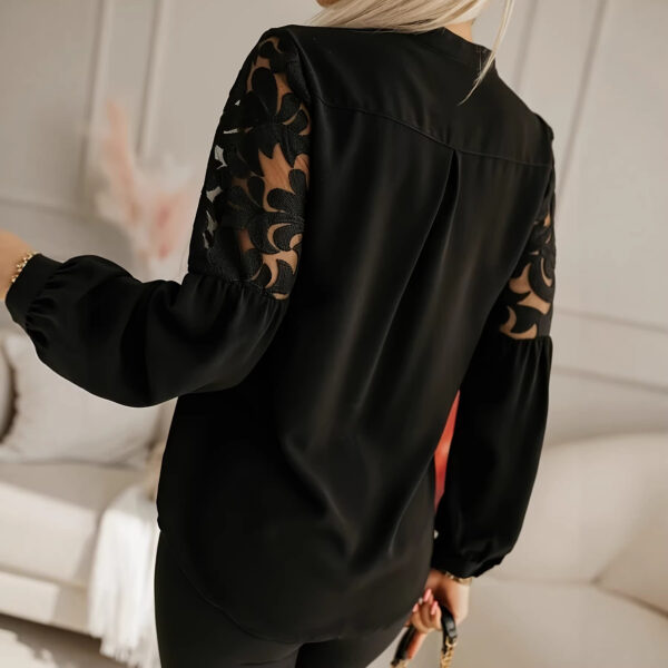 Stylish And Elegant Solid-color Casual Long-sleeve Shirt With A Hollow-out Design - Image 2