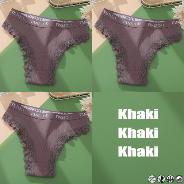 Fashionable Ladies Briefs High Slit Lace Panties Cotton - Image 6