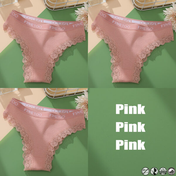 Fashionable Ladies Briefs High Slit Lace Panties Cotton - Image 3