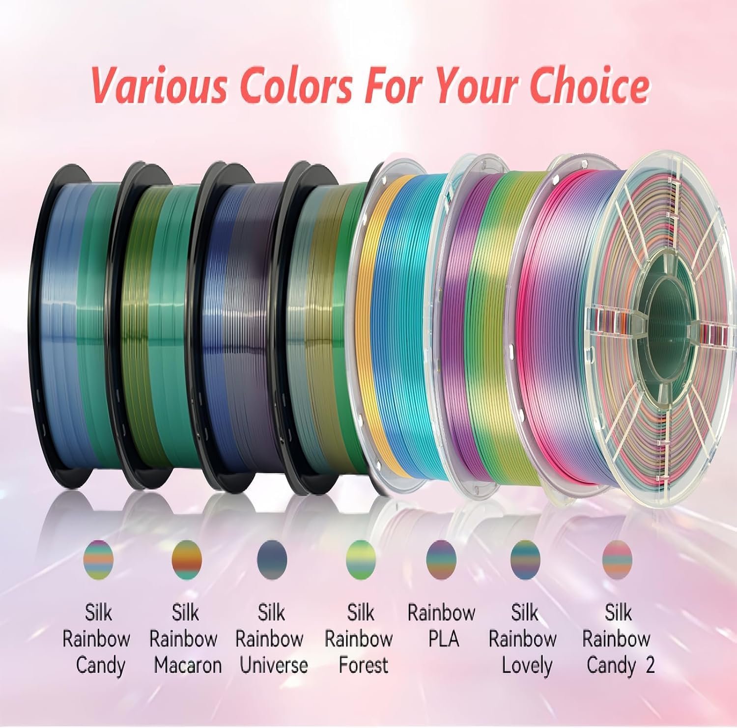 Kingroon Rainbow PLA 3D Printer Filament, 1.75mm, 16kg Bundle, Color Changing, ±0.03mm Accuracy, 16 Spools : Industrial & Scientific - Image 3