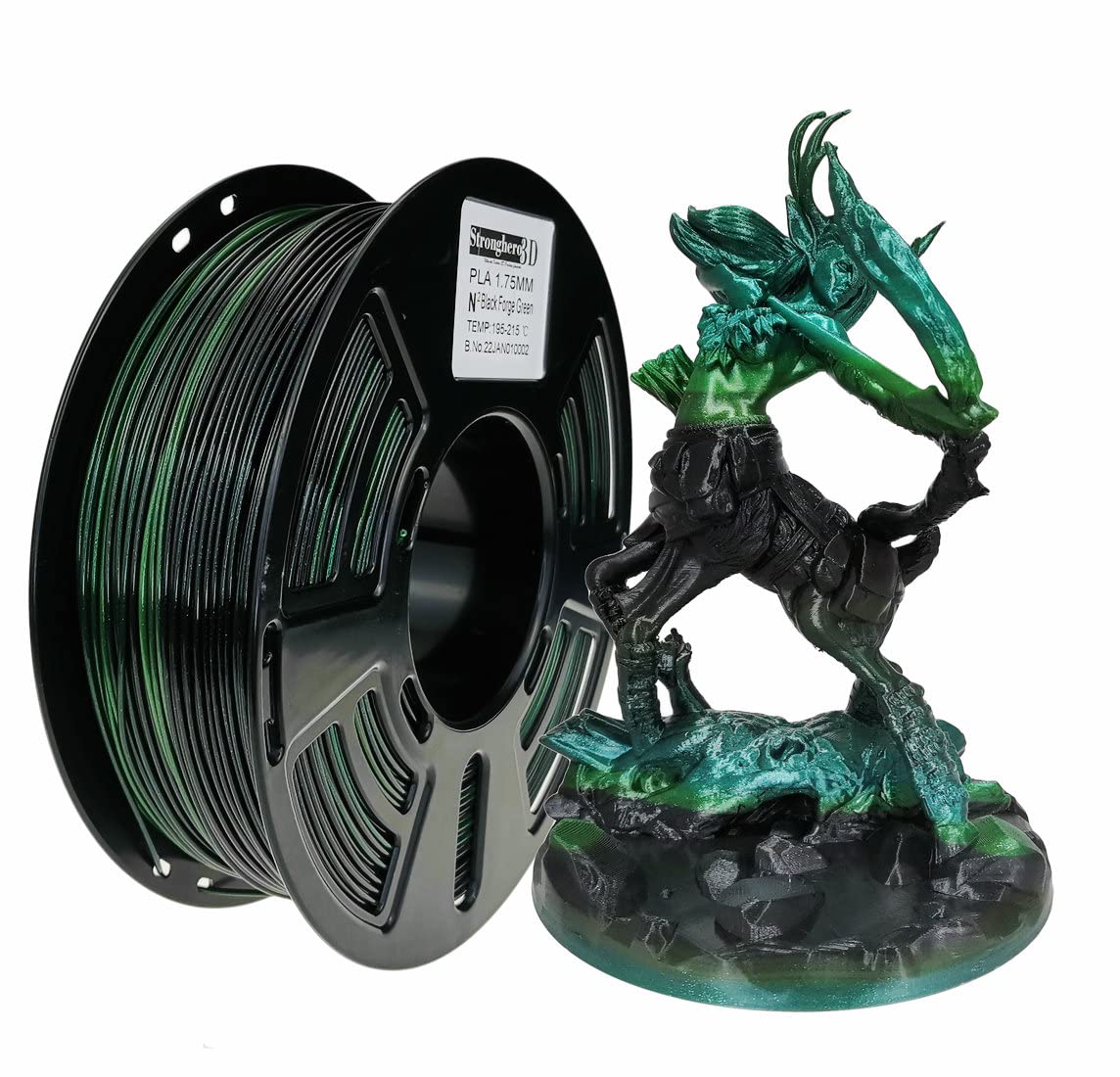 Stronghero3D PLA 3D Printer Filament 1.75mm,Sparkling Glitter Chameleon,Color Change with Angel,Galaxy starly,Green Black Filament,1kg(2.2lbs) Accuracy +/-0.05mm for ender3 Cr10 Sovol : Industrial & Scientific - Image 2