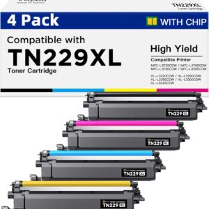 iNKPAD Compatible TN229XL Toner Cartridge 4 Pack High Yield Replacement for Brother TN229XL TN229 Compatible with MFC-L3780CDW HL-L3280CDW MFC-L3720CDW HL-L3300CDW Printers (Bk/C/M/Y) : Electronics