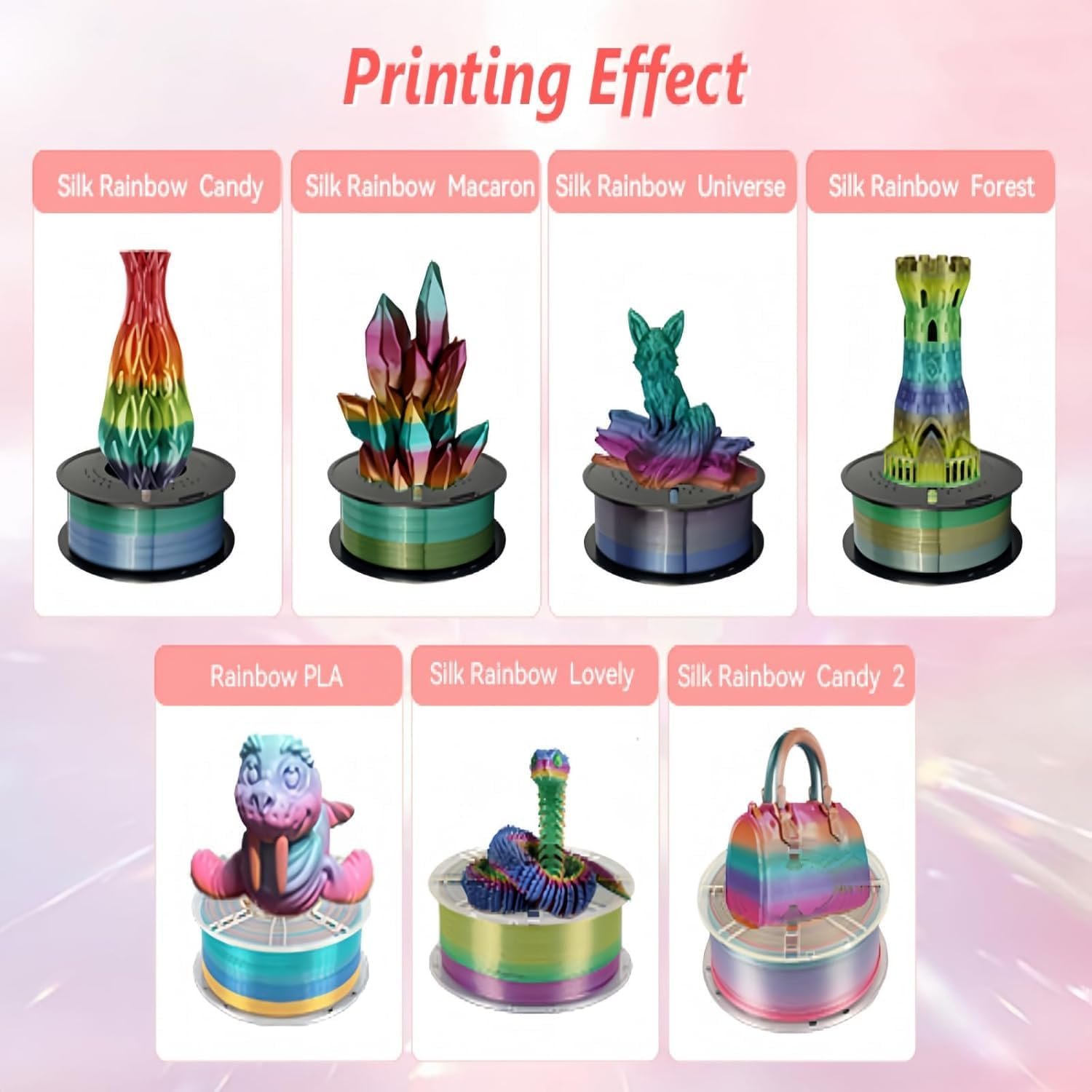 Kingroon Rainbow PLA 3D Printer Filament, 1.75mm, 16kg Bundle, Color Changing, ±0.03mm Accuracy, 16 Spools : Industrial & Scientific - Image 4