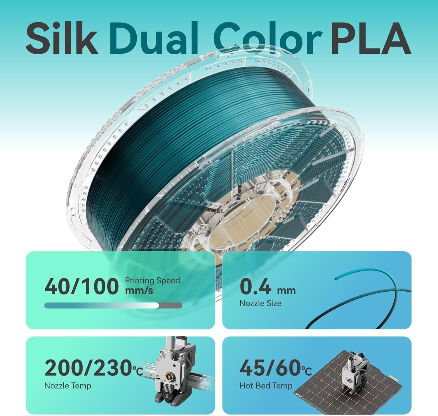 Chitu Systems Conjure Silk Black Dark Green PLA, Christmas Dual Color Filament, Reusable Spool Compatible with Bambu Lab Refill Filament,1.75mm 3D Printing Filament 1KG/2.2lb : Industrial & Scientific - Image 10