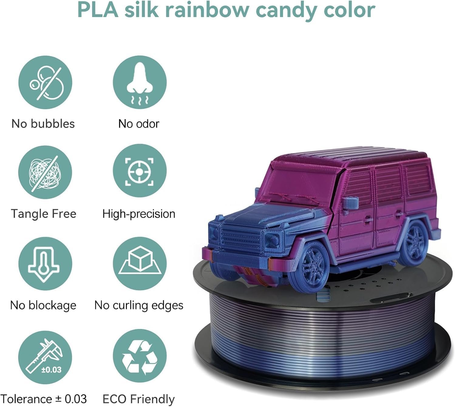 Kingroon Rainbow PLA 3D Printer Filament, 1.75mm, 16kg Bundle, Color Changing, ±0.03mm Accuracy, 16 Spools : Industrial & Scientific - Image 5