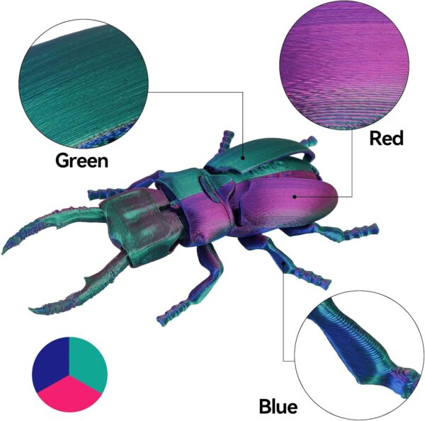 Kingroon PLA Filament, Multicolor Silk PLA Filament, Tri Color 3D Printer Filament, 1.75 mm, Dimensional Accuracy +/- 0.03 mm, 1kg Spool(2.2lbs), Red Blue Green : Industrial & Scientific - Image 4