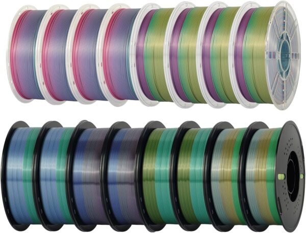 Kingroon Rainbow PLA 3D Printer Filament, 1.75mm, 16kg Bundle, Color Changing, ±0.03mm Accuracy, 16 Spools : Industrial & Scientific - Image 8