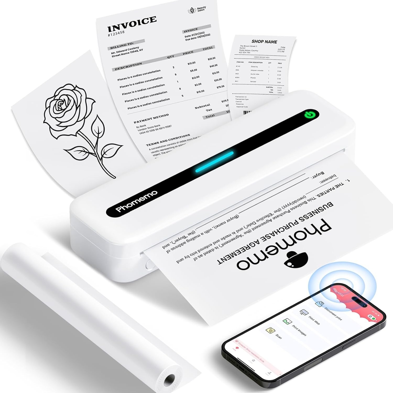 M835 Thermal A4 Mini Office Portable Bluetooth Inkless Printer - Image 2