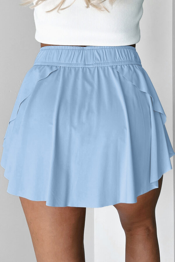 Bonbon Drawstring Elastic Waistband Lined Tennis Skorts - Image 11