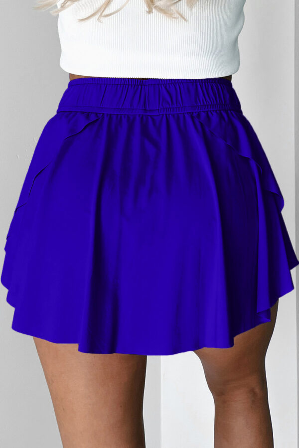 Bonbon Drawstring Elastic Waistband Lined Tennis Skorts - Image 14