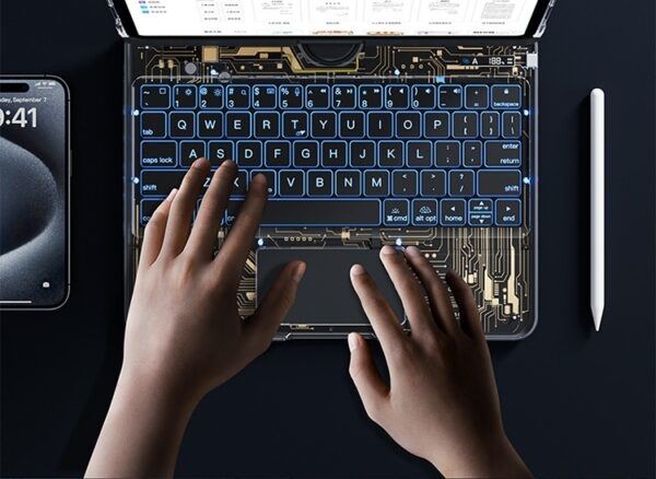 360 Swivel Keyboard Clear Case For IPad Smart Trackpad Bluetooth-compatible Keyboard Case Cover With Pen Slot - Image 6
