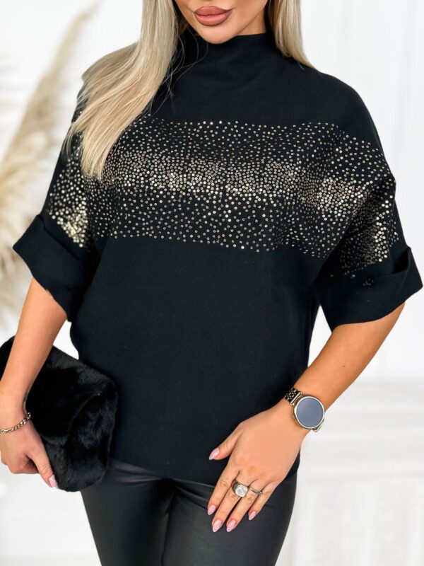 Sequin Solid-color High-neck Fashion Top Shirt - Image 2
