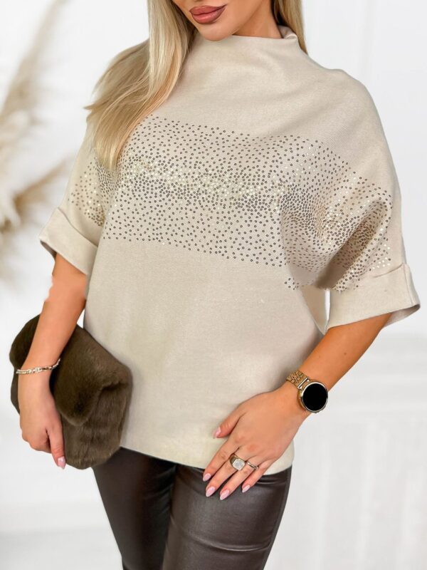 Sequin Solid-color High-neck Fashion Top Shirt - Image 7