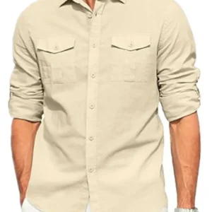 Men's Plus Size Button Down Collared Neck Long Sleeve Shirt
