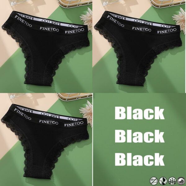 Fashionable Ladies Briefs High Slit Lace Panties Cotton - Image 2
