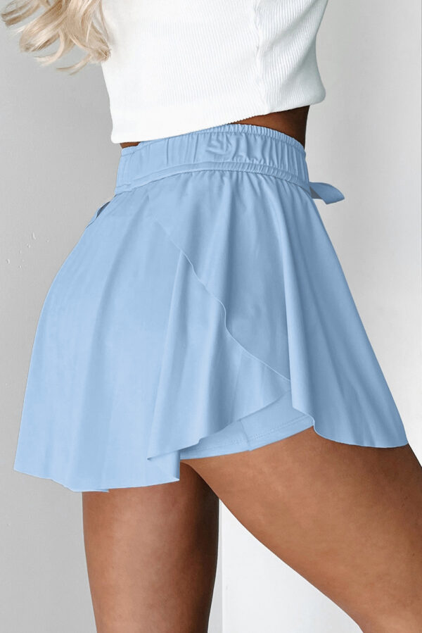 Bonbon Drawstring Elastic Waistband Lined Tennis Skorts - Image 12